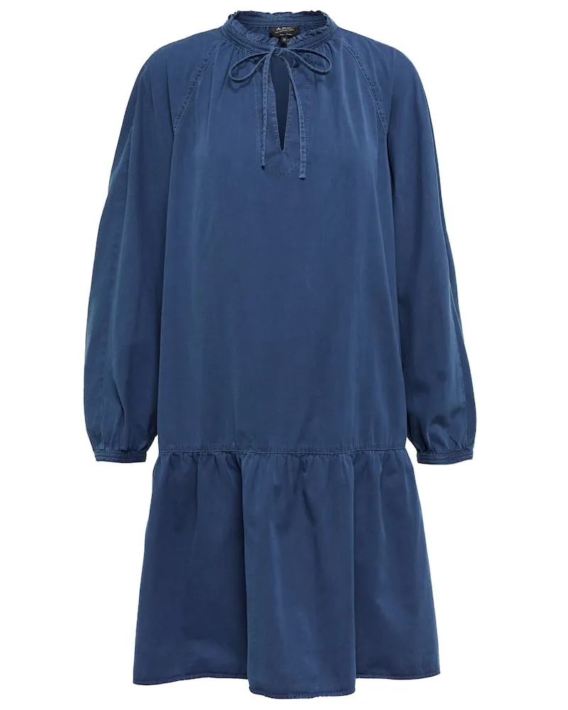 A.P.C. Minikleid Natalia aus einem Baumwollgemisch Blau