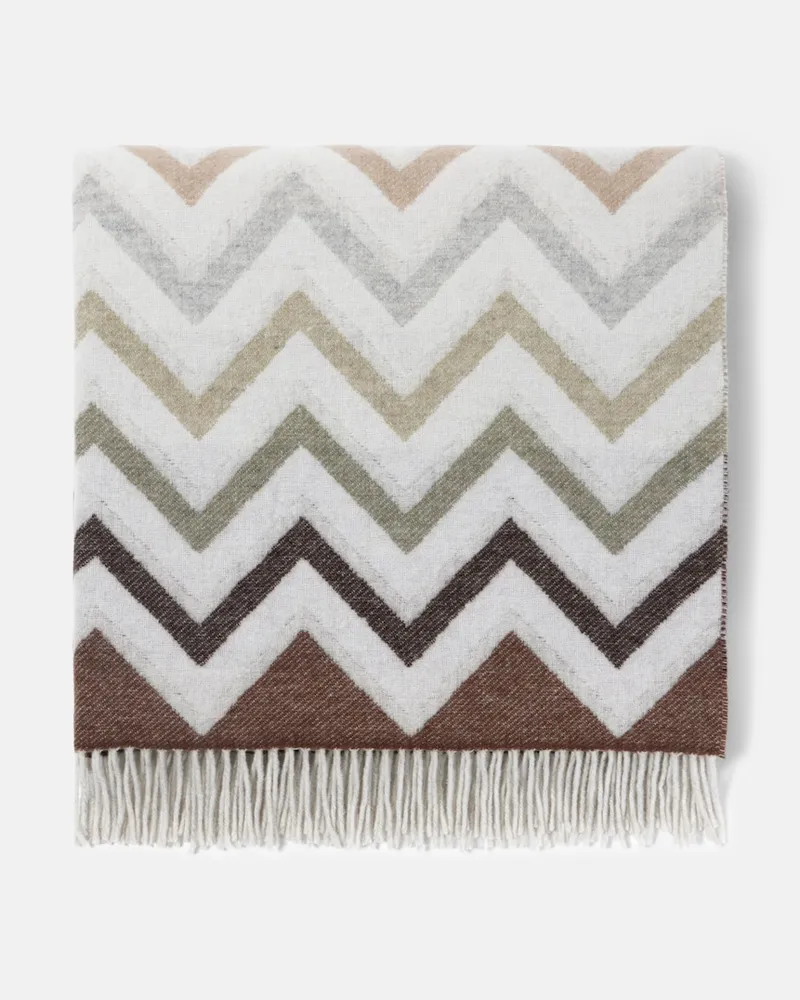Missoni Decke Watamu aus einem Wollgemisch Beige