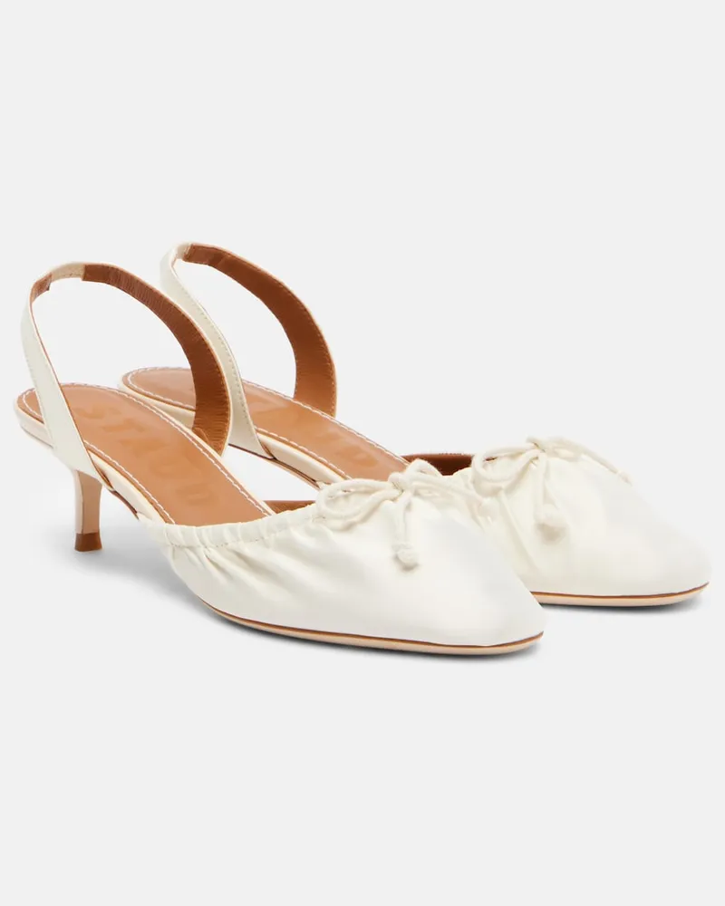 STAUD Slingback-Pumps Alba aus Satin Weiß