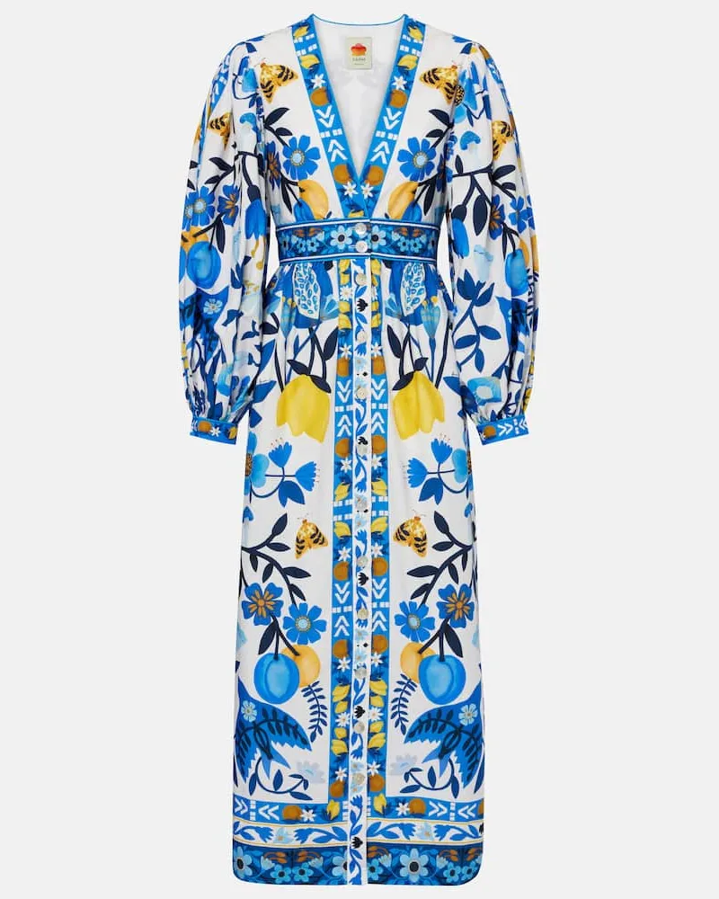FARM Rio Bedrucktes Maxikleid aus Baumwolle Blau