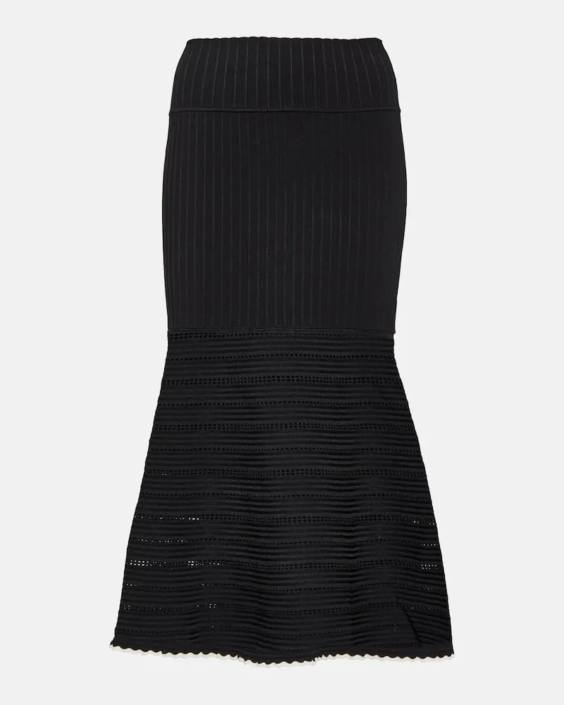 Victoria Beckham High-Rise-Midirock Schwarz