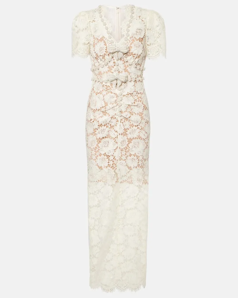 Self-Portrait Verziertes Cocktailkleid mit Spitze Beige