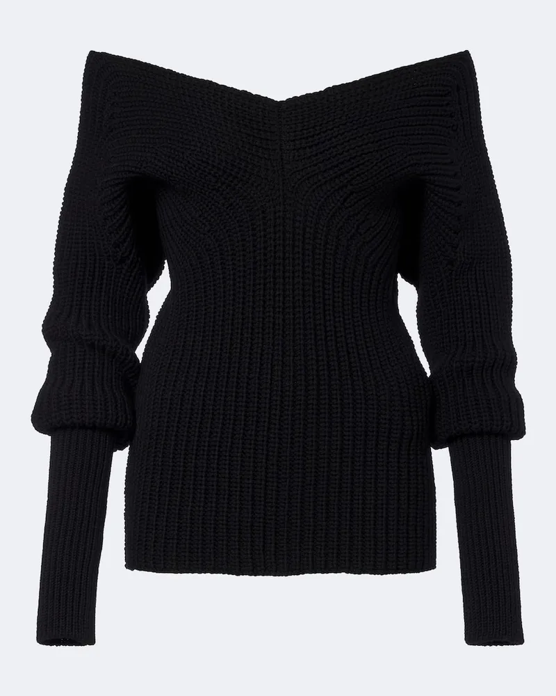 Christophe Lemaire Gerippter Pullover aus Wolle Schwarz