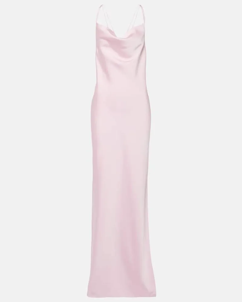 ROTATE Birger Christensen Slipdress Grace aus Satin Rosa