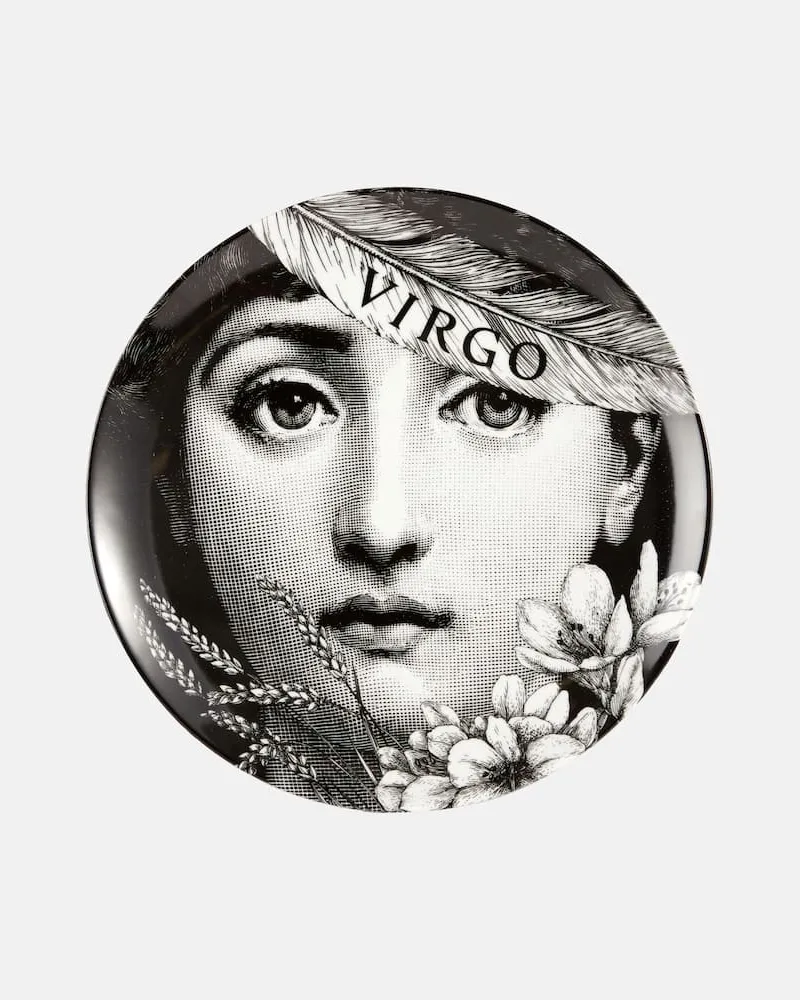 Fornasetti Wandteller Tema e Variazioni Virgo Nr. 353 Schwarz