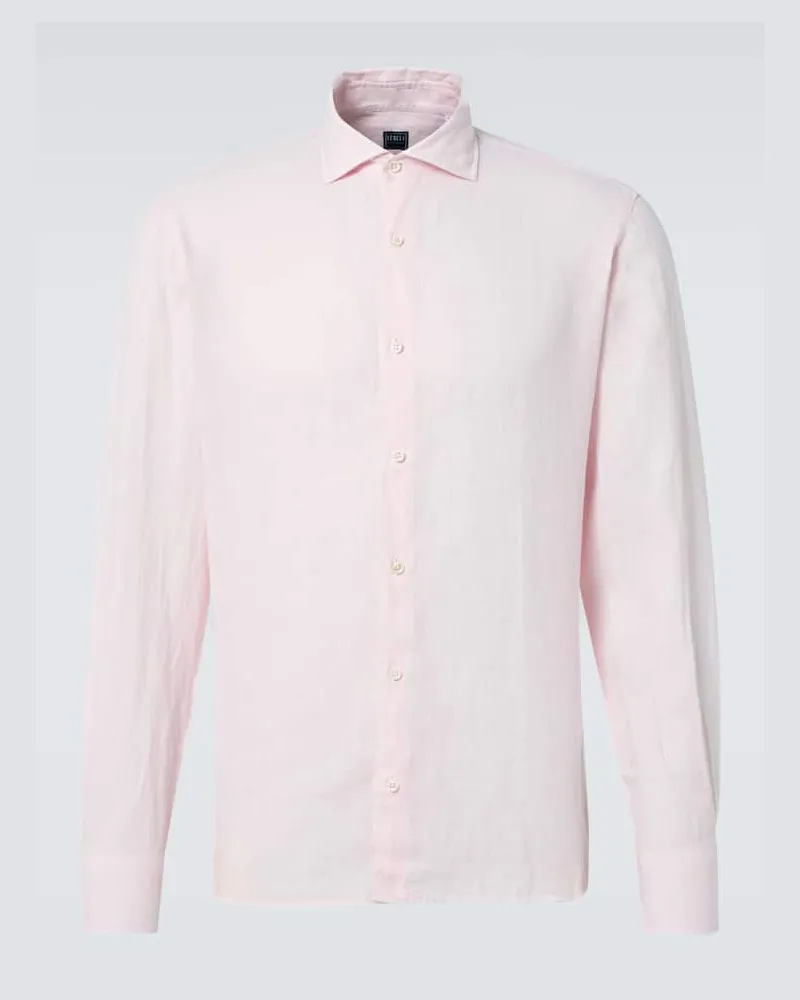Fedeli Oxford-Hemd aus Leinen Rosa