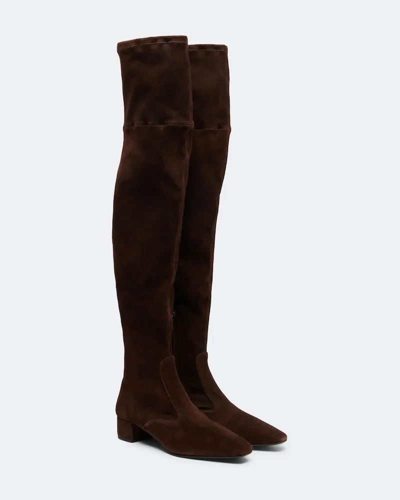 Aquazzura Overknee-Stiefel Remi 35 aus Veloursleder Braun