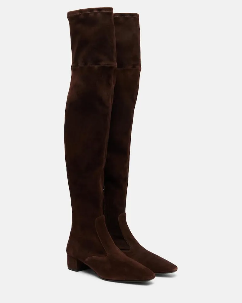 Aquazzura Overknee-Stiefel Remi 35 aus Veloursleder Braun