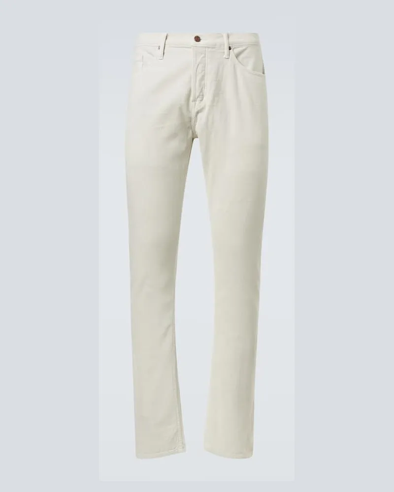 Tom Ford Schmale Hose aus Baumwoll-Cord Weiß