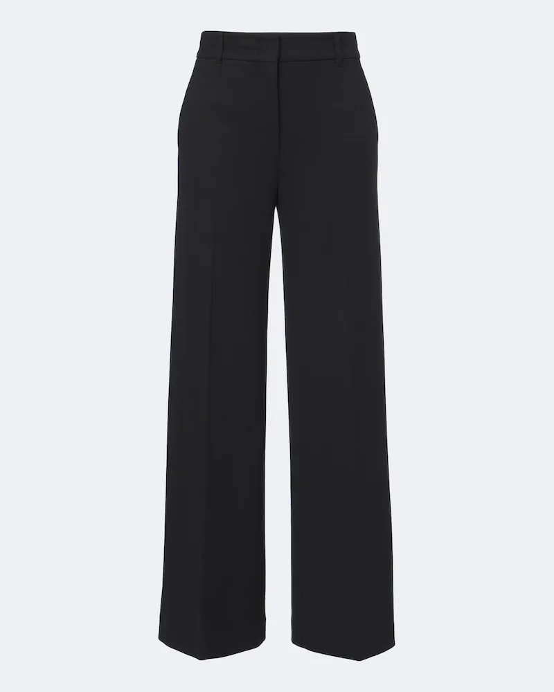 Max Mara Weite Hose aus einem Woll-Baumwollgemisch Schwarz