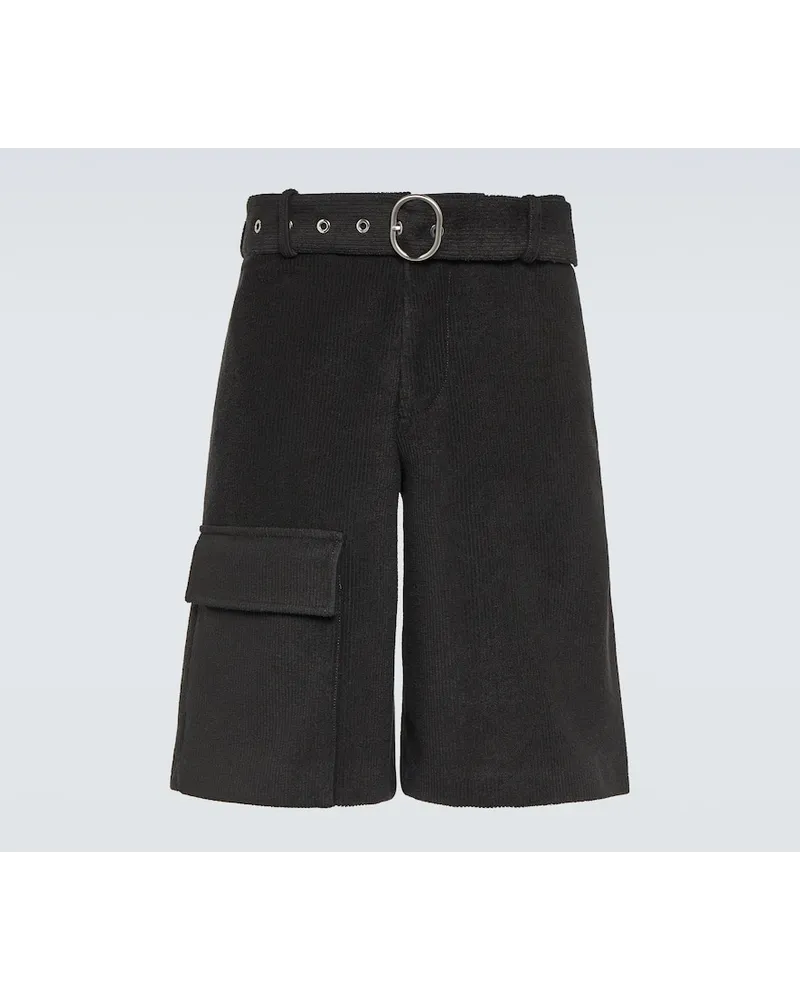 Jil Sander Low-Rise Shorts Crochet aus einem Baumwollgemisch Schwarz