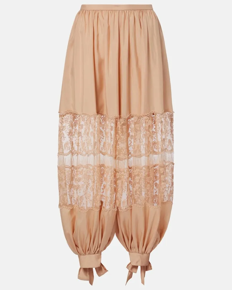 Chloé Chloé Hose aus Seide mit Spitze Pink