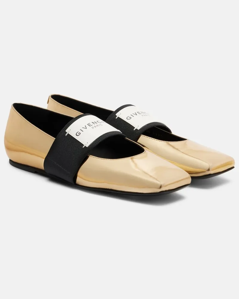 Givenchy Ballerinas Sliced Square aus Metallic-Lackleder Gold