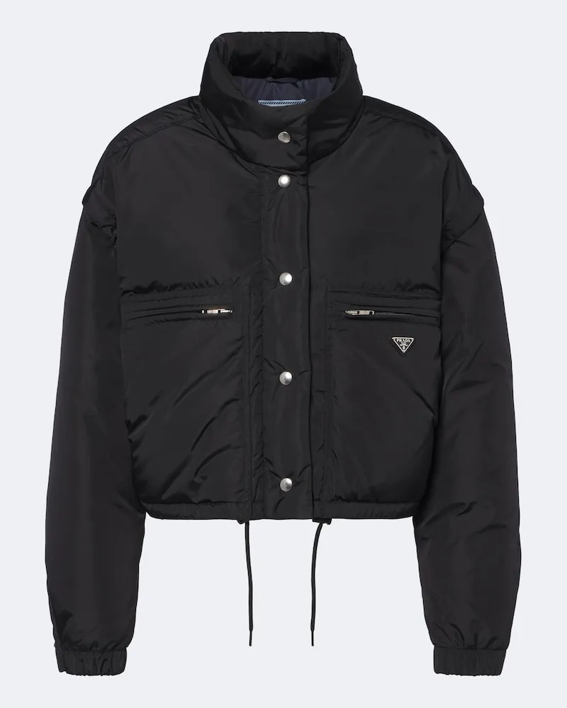 Prada Cropped Daunenjacke aus Re-Nylon Schwarz