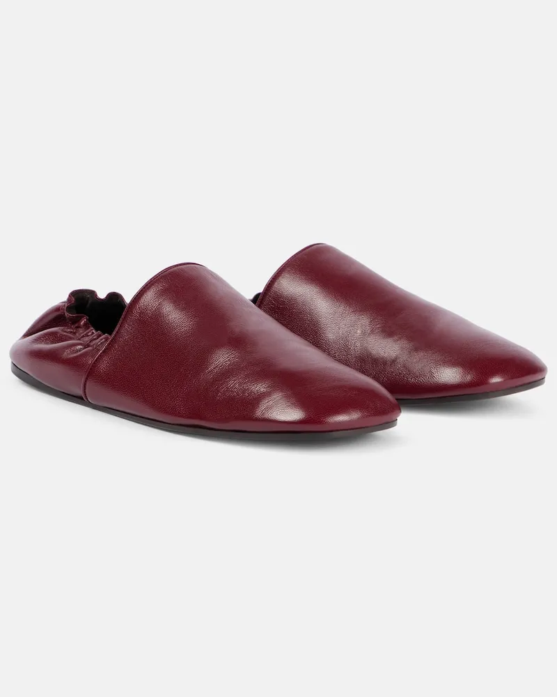 KHAITE Slip-Ons Banks aus Leder Burgunderrot
