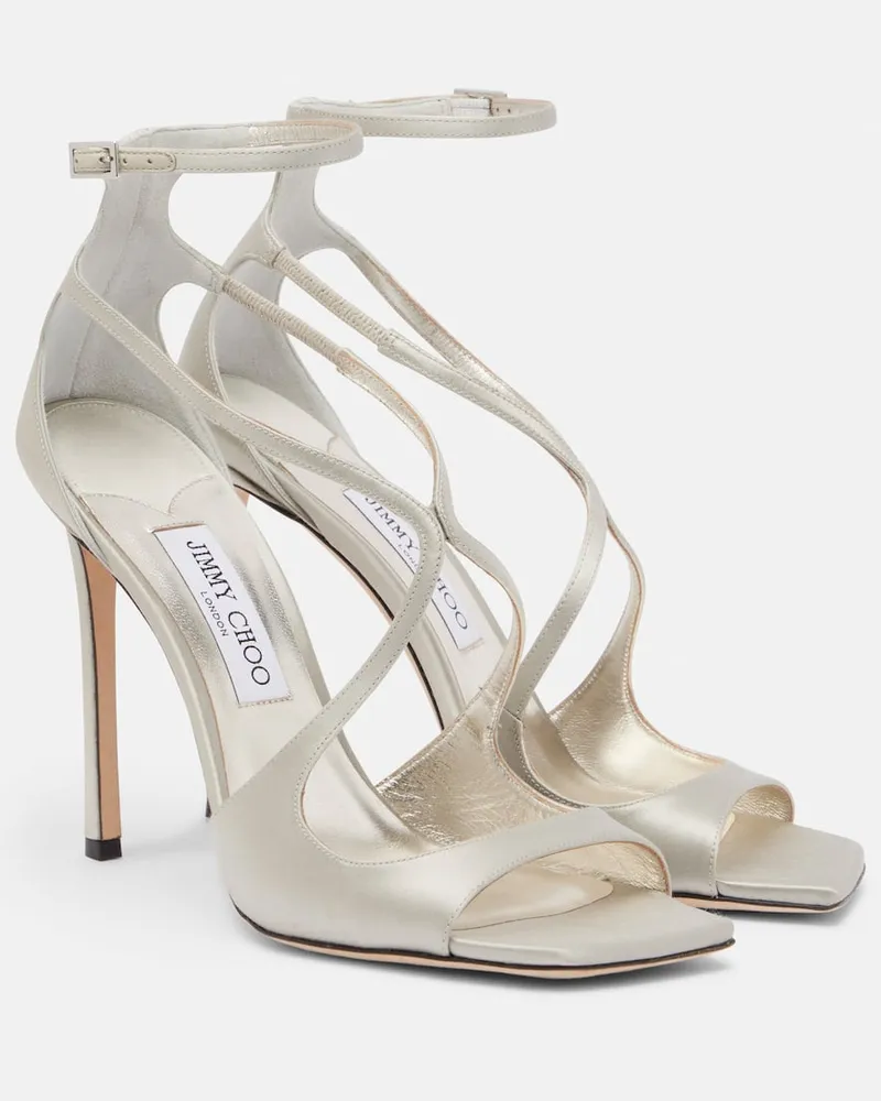Jimmy Choo Sandalen Azia 95 aus Satin Silber