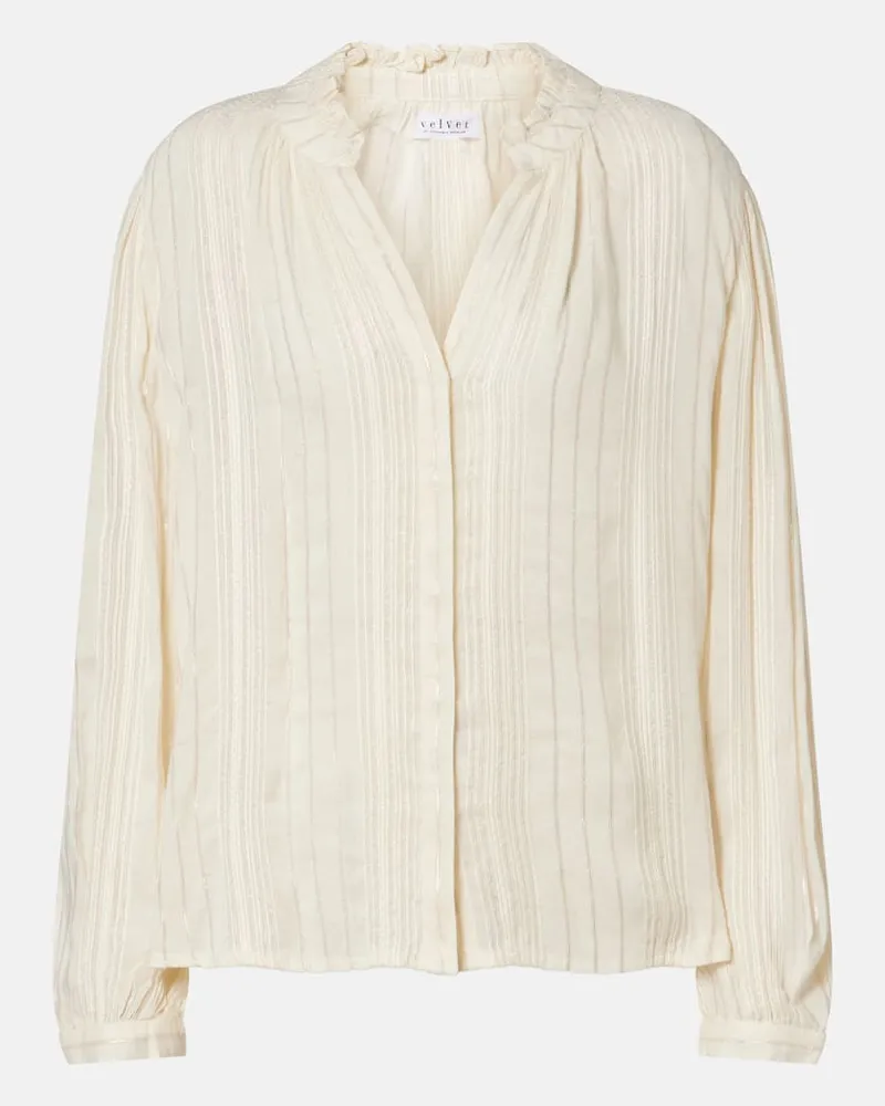 Velvet Bluse Cynthia Weiß