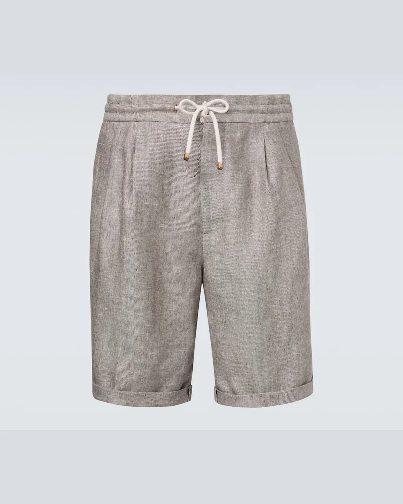 Brunello Cucinelli Shorts aus Leinen Grau