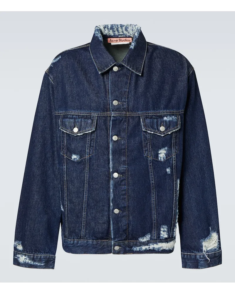 Acne Studios Distressed Jeansjacke Blau