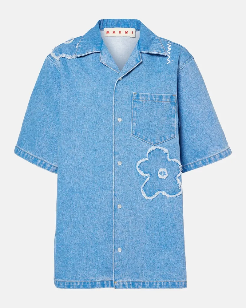 Marni Besticktes Jeanshemd Blau