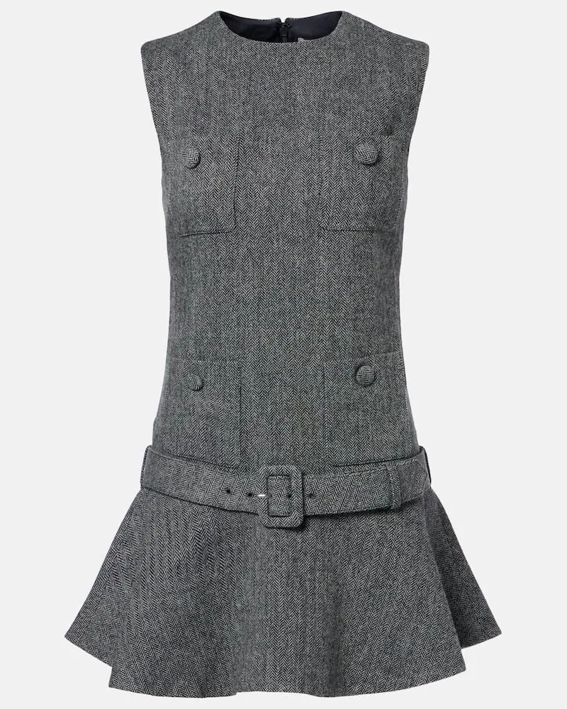 Self-Portrait Minikleid aus einem Wollgemisch Grau