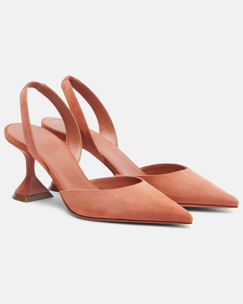 Amina Muaddi Slingback-Pumps Holli aus Veloursleder Orange