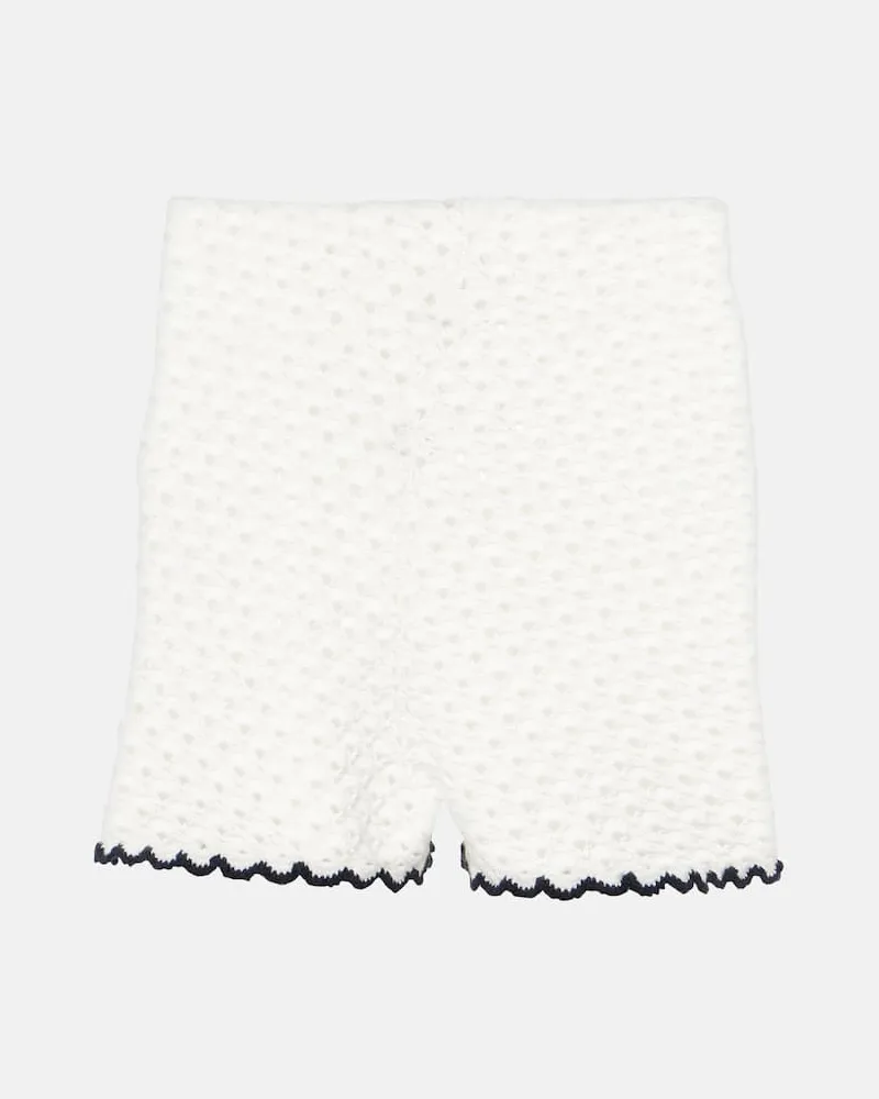 Zimmermann High-Rise Shorts Halliday aus Pointelle-Strick Weiß