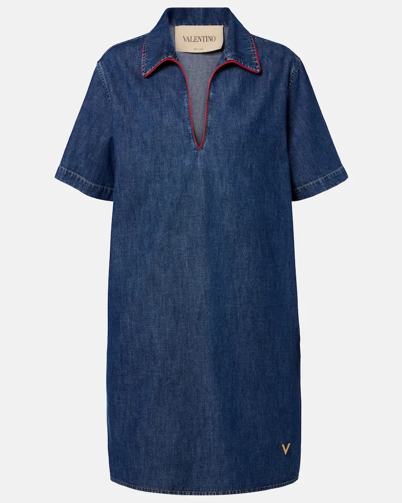 Valentino Garavani Midikleid VGold aus Denim Blau