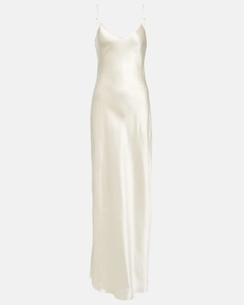Nili Lotan Maxikleid Cami aus Seidensatin Weiß