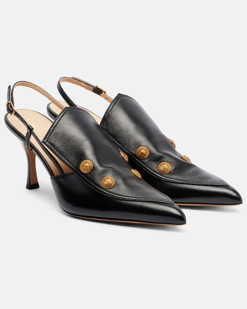 Chloé Chloé Verzierte Slingback-Pumps Agnes aus Leder Schwarz
