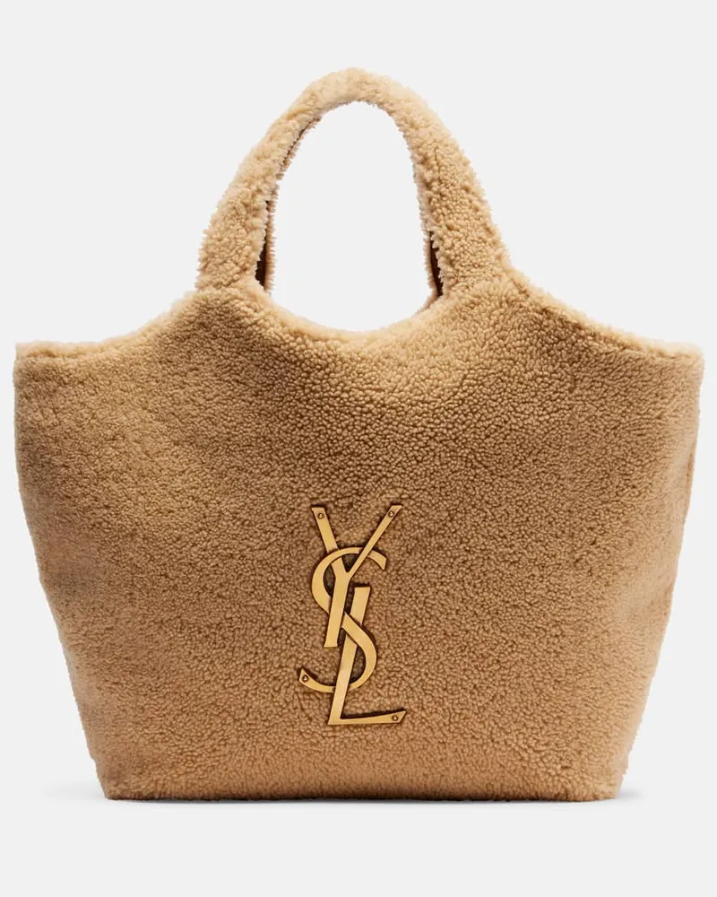 Saint Laurent Tote Bag Icare Maxi aus Shearling Beige