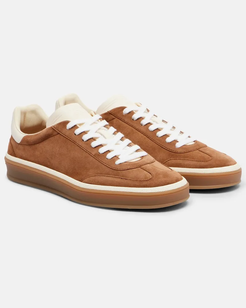 Loro Piana Sneakers Tennis aus Veloursleder Beige