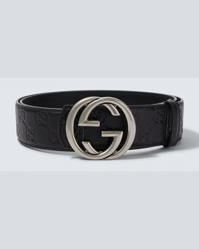 Gucci Gürtel Interlocking G aus Leder Schwarz