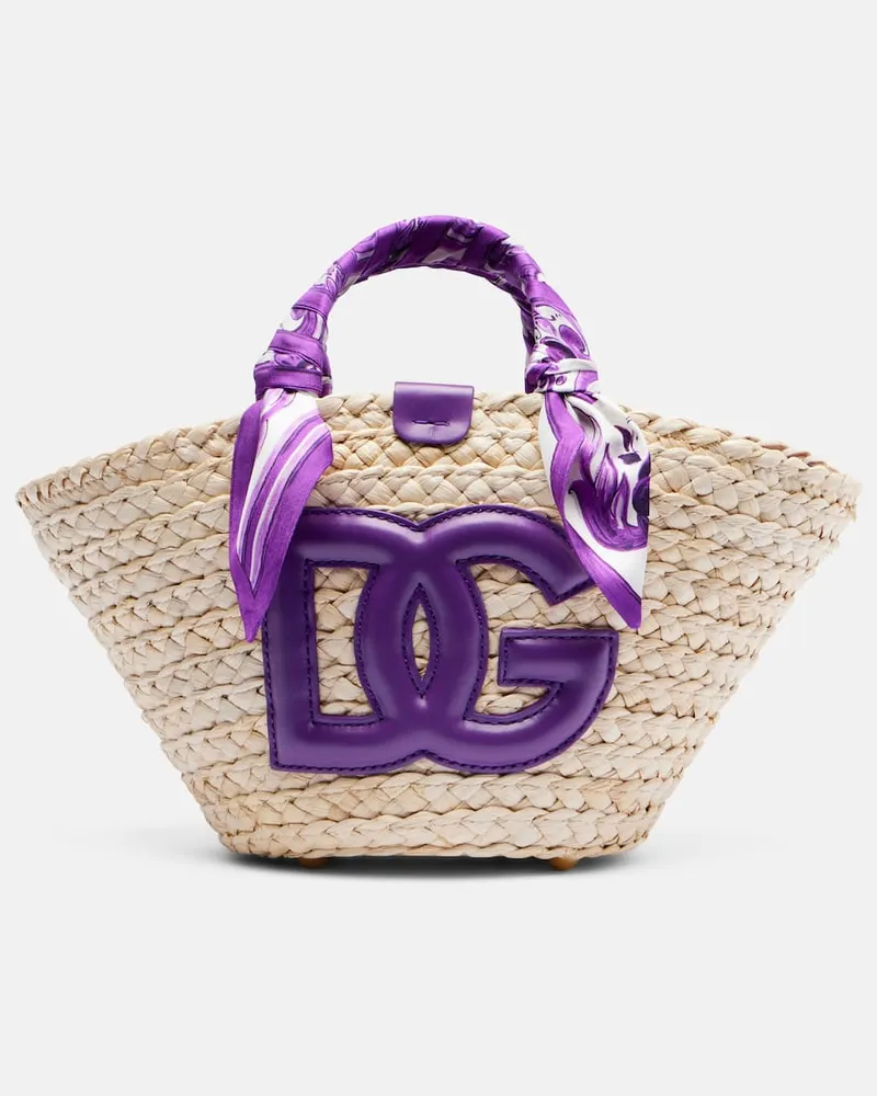 Dolce & Gabbana Tote DG Majolica aus Stroh Beige