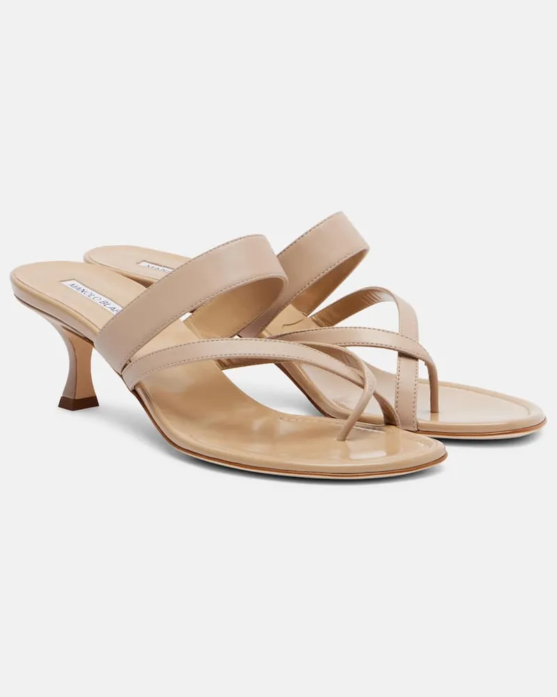 Manolo Blahnik Sandalen Susa 50 aus Leder Beige
