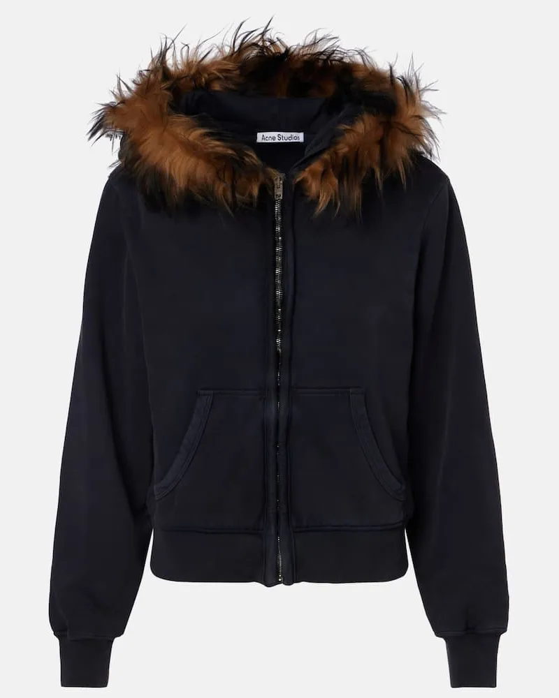 Acne Studios Hoodie aus Baumwoll-Jersey mit Shearling Braun