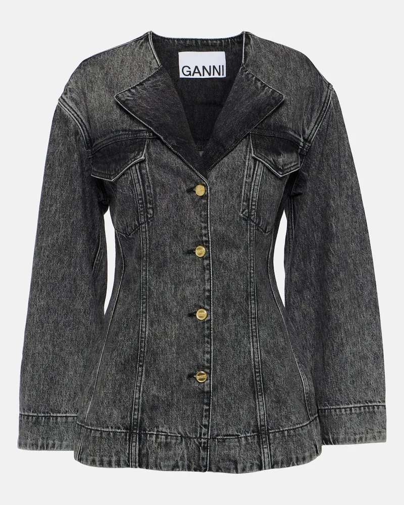 Ganni Jeansjacke Schwarz