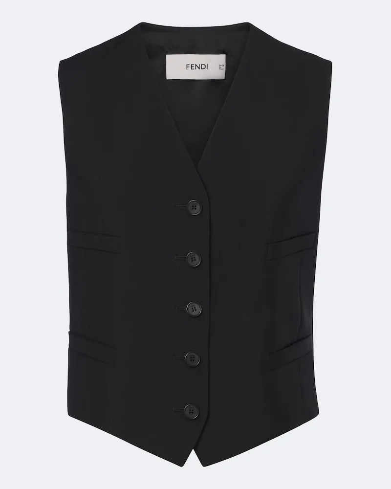 Fendi Weste aus einem Mohair und Wolle Schwarz