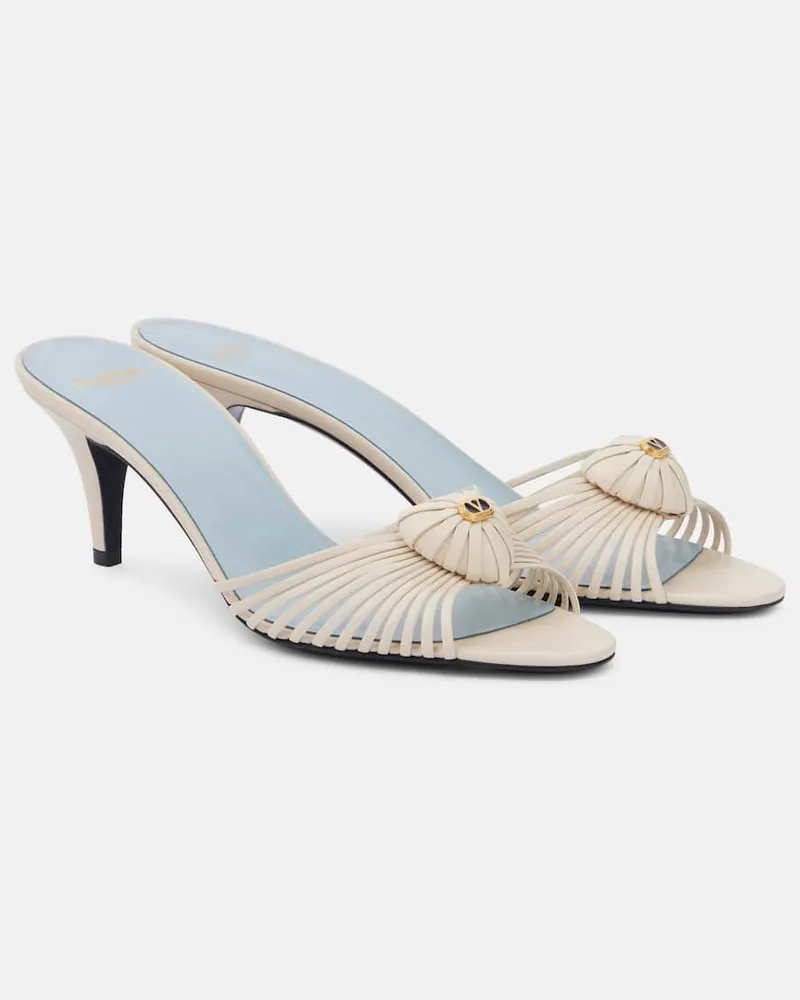 Valentino Garavani Pantoletten Royal 65 VLogo aus Leder Weiß