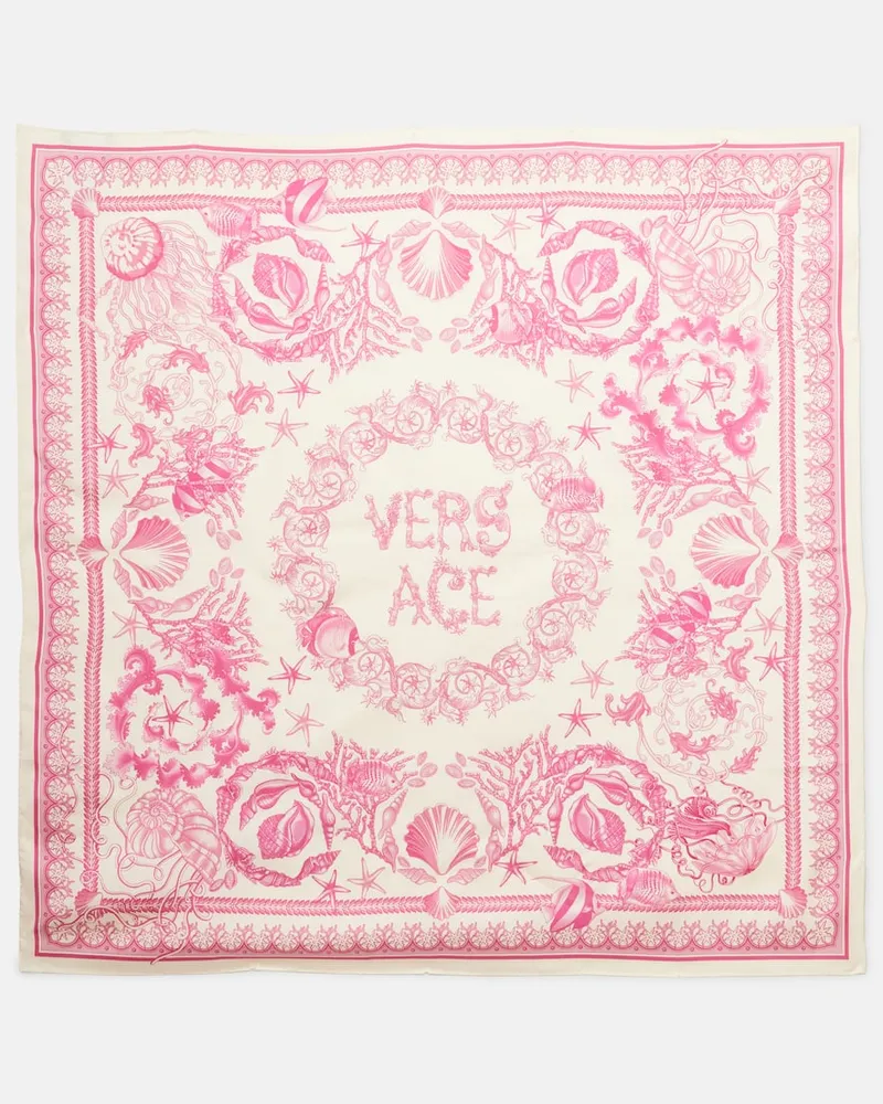 Versace Tuch Underwater Barocco aus Seidensatin Rosa