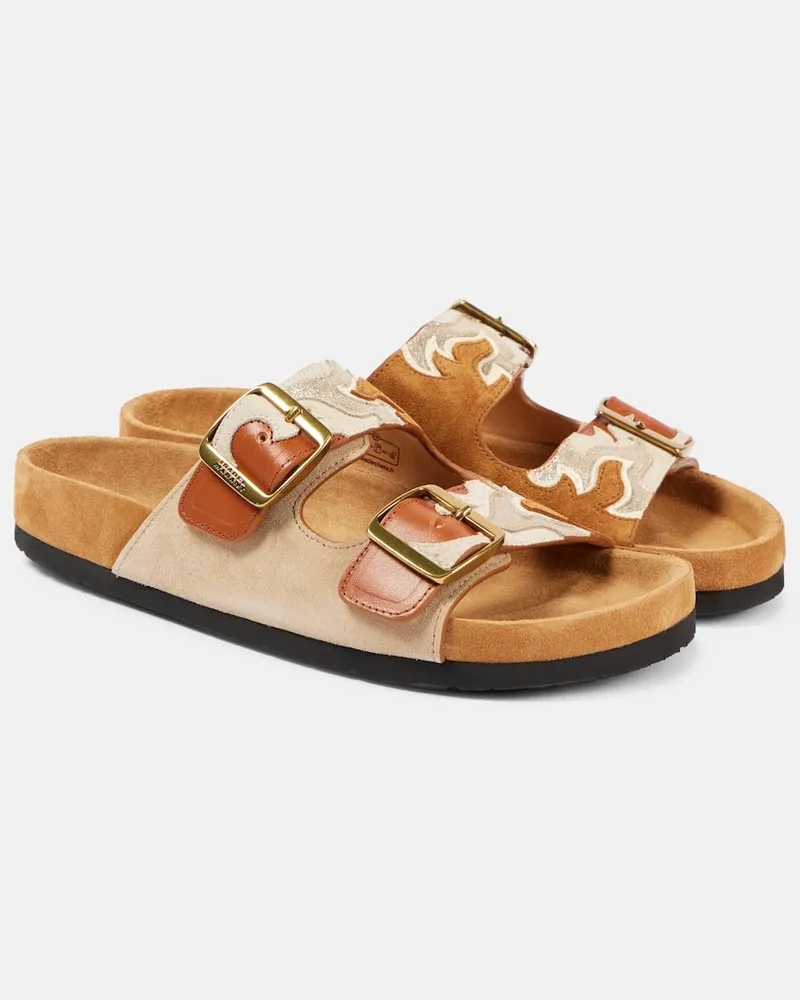 Isabel Marant Sandalen Lelik aus Veloursleder und Leder Beige