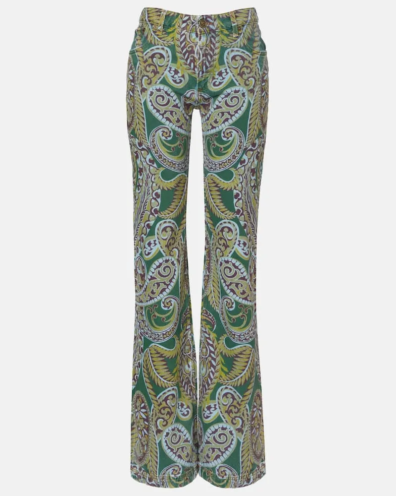 Etro High-Rise Bootcut Jeans Grün