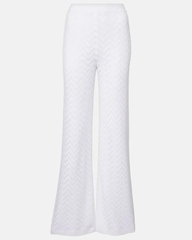 Missoni Weite Hose aus Häkelstrick Weiß