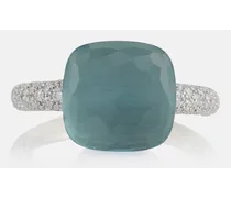 Ring Nudo Maxi aus 18kt Weiss- und Rosegold mit Diamanten und Topaz
