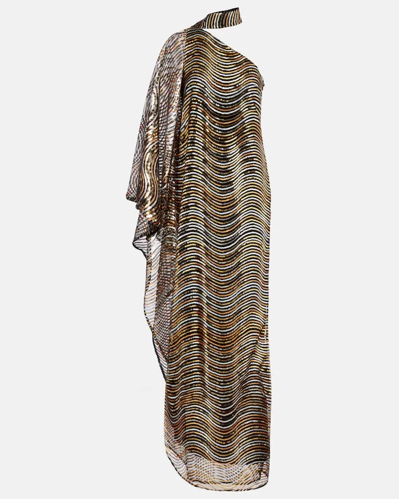 Taller Marmo One-Shoulder-Robe Glaum mit Pailletten Gold