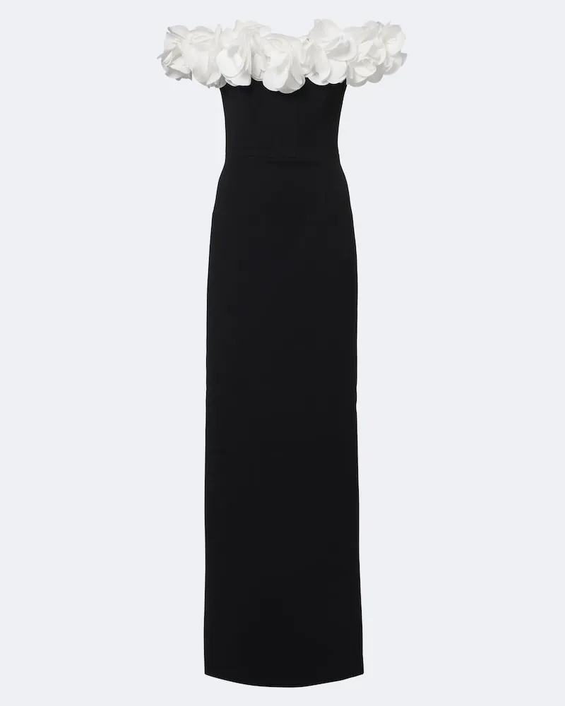 Rebecca Vallance Off-Shoulder-Robe Cosima aus Crêpe Schwarz