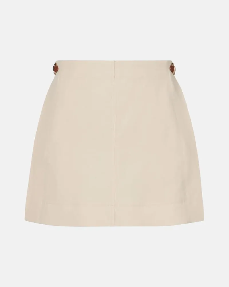 Gucci Minirock Horsebit aus Leinen-Canvas mit Leder Weiß