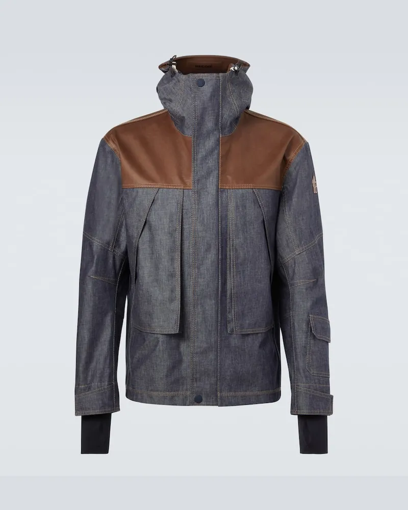 Moncler Skijacke Langtan aus einem Baumwollgemisch Blau