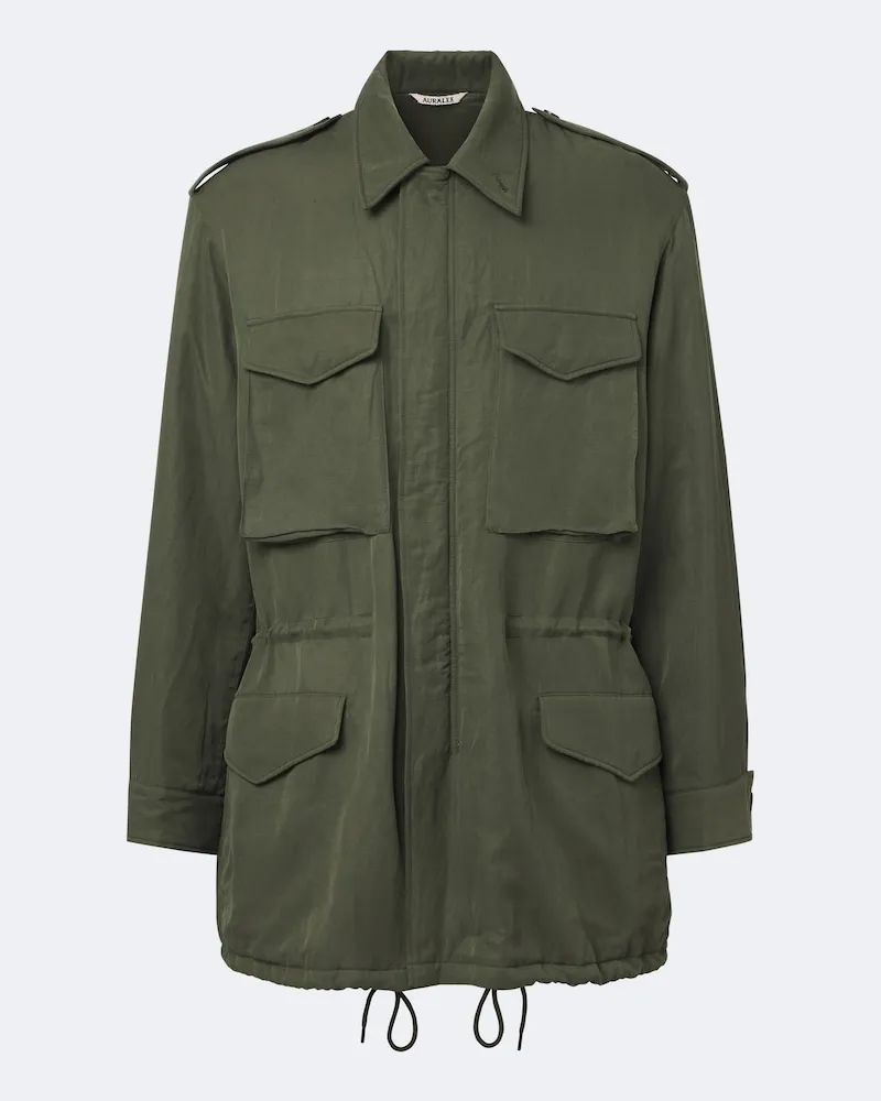 AURALEE Feldjacke aus Seide und Leinen Grün