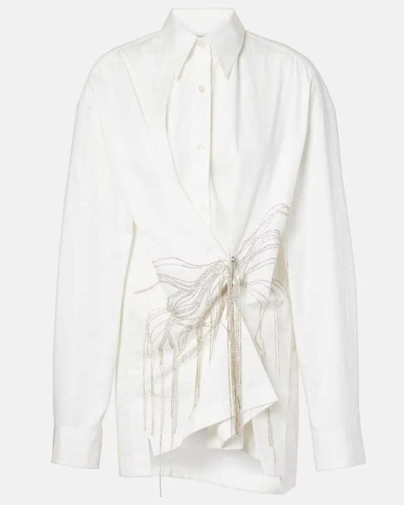 Dries van Noten Hemd aus Baumwolle mit Kristallen Weiß